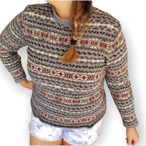 Lauren Ralph Lauren Hand Knit Wool Blend Gray Crewneck Sweater Size PM